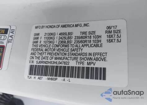 2017 Honda Cr-V Ex from USA, damaged, VIN 5J6RW2H53HL047822